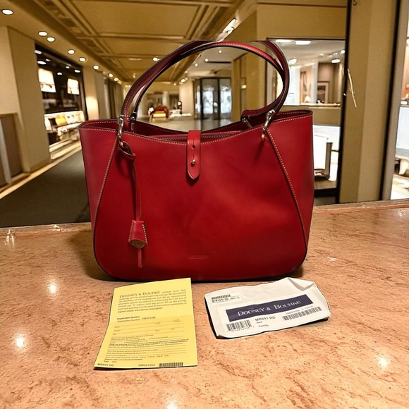 Dooney & Bourke  Cherry Red Italia Tote. Hard to Find! Italian - Picture 1 of 16
